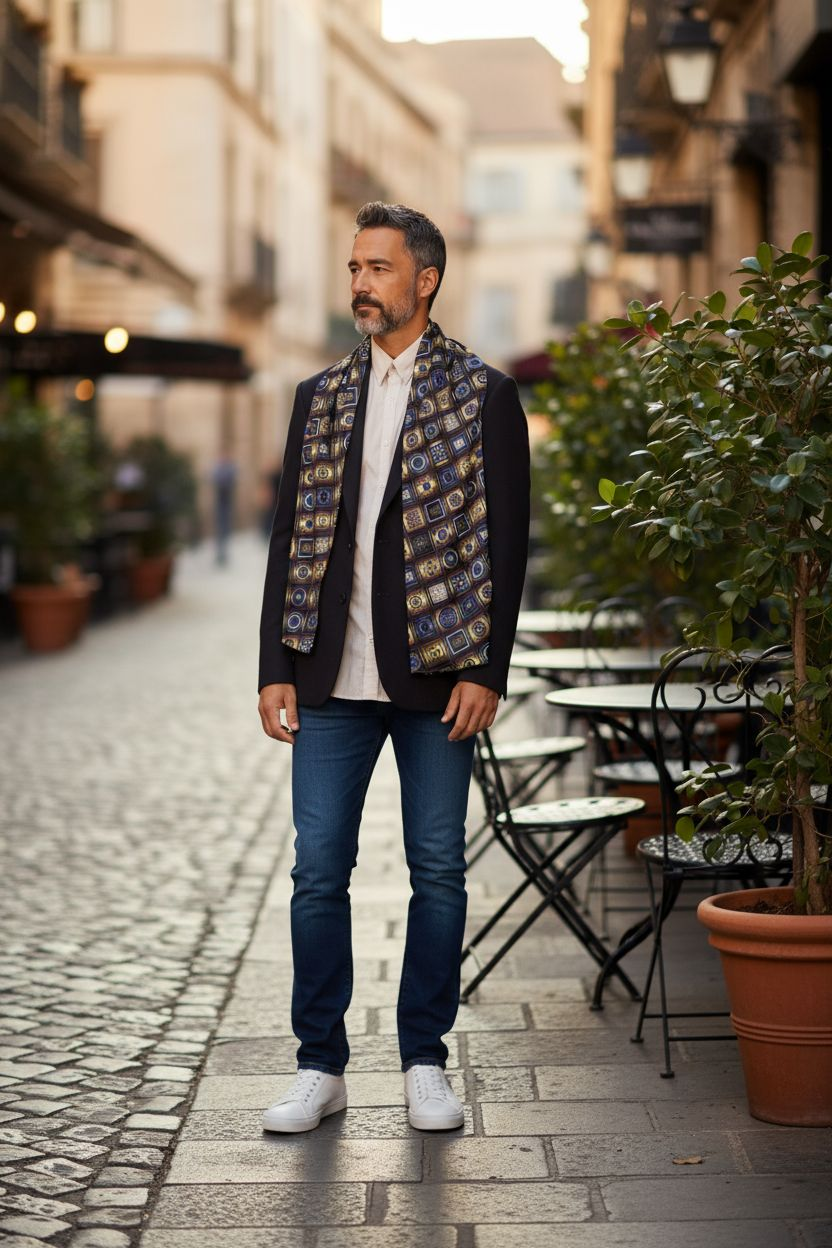 Men’s Silk Scarf – Inspired by Traditional Georgian Ornament