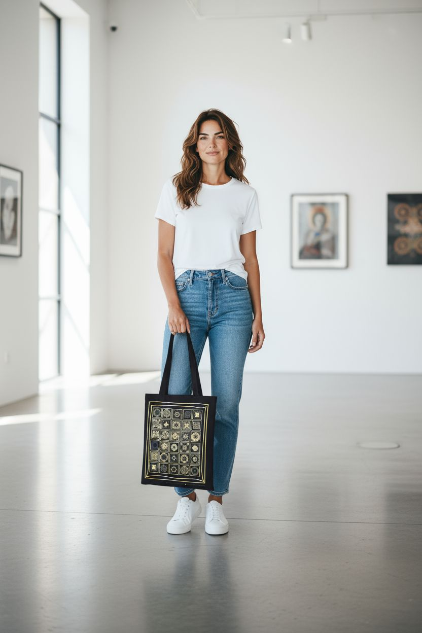 Canvas Tote Bag with Georgian Ornament