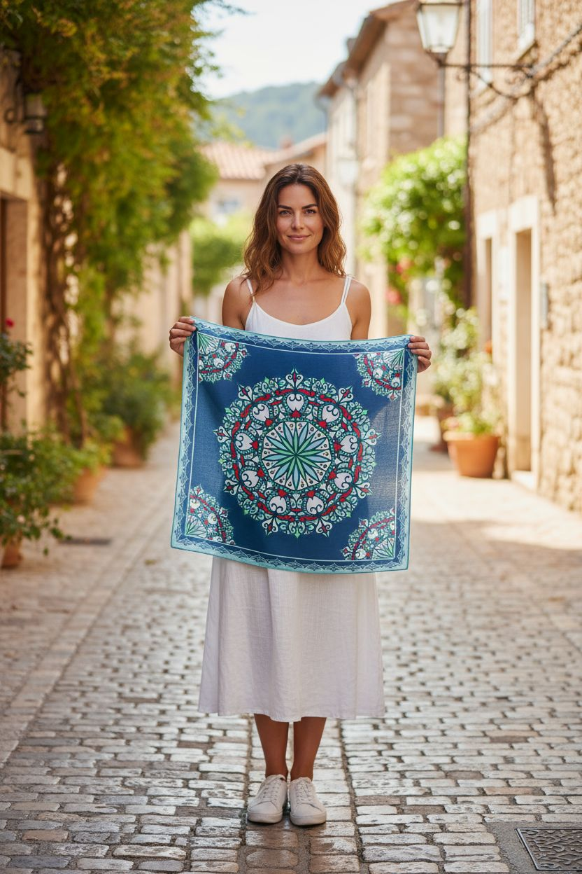 India-Inspired Scarf – Mandala in Motion