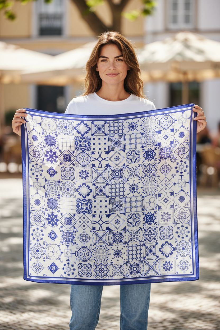 Portugal-Inspired Scarf – A Journey in Blue and White