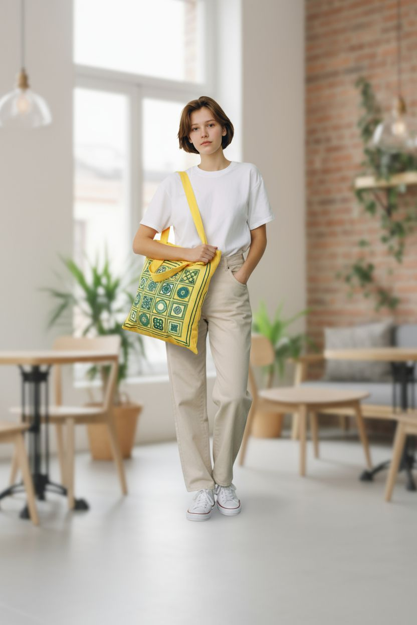 Canvas Tote Bag with Georgian Ornament