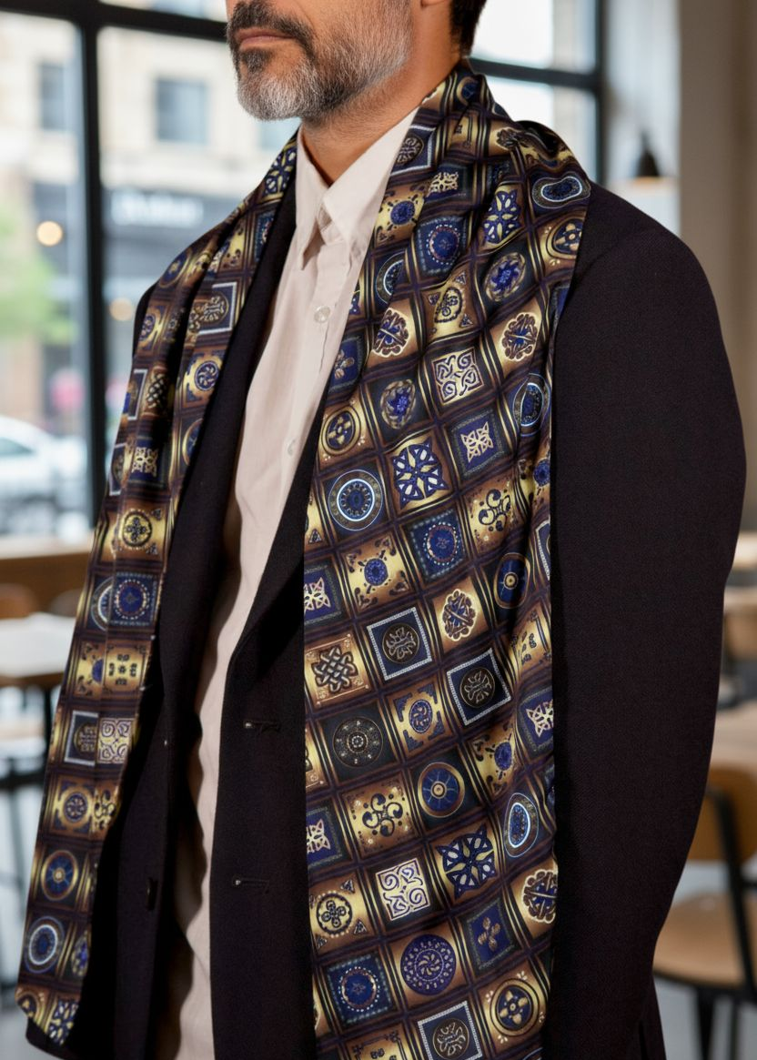 Men’s Silk Scarf – Inspired by Traditional Georgian Ornament