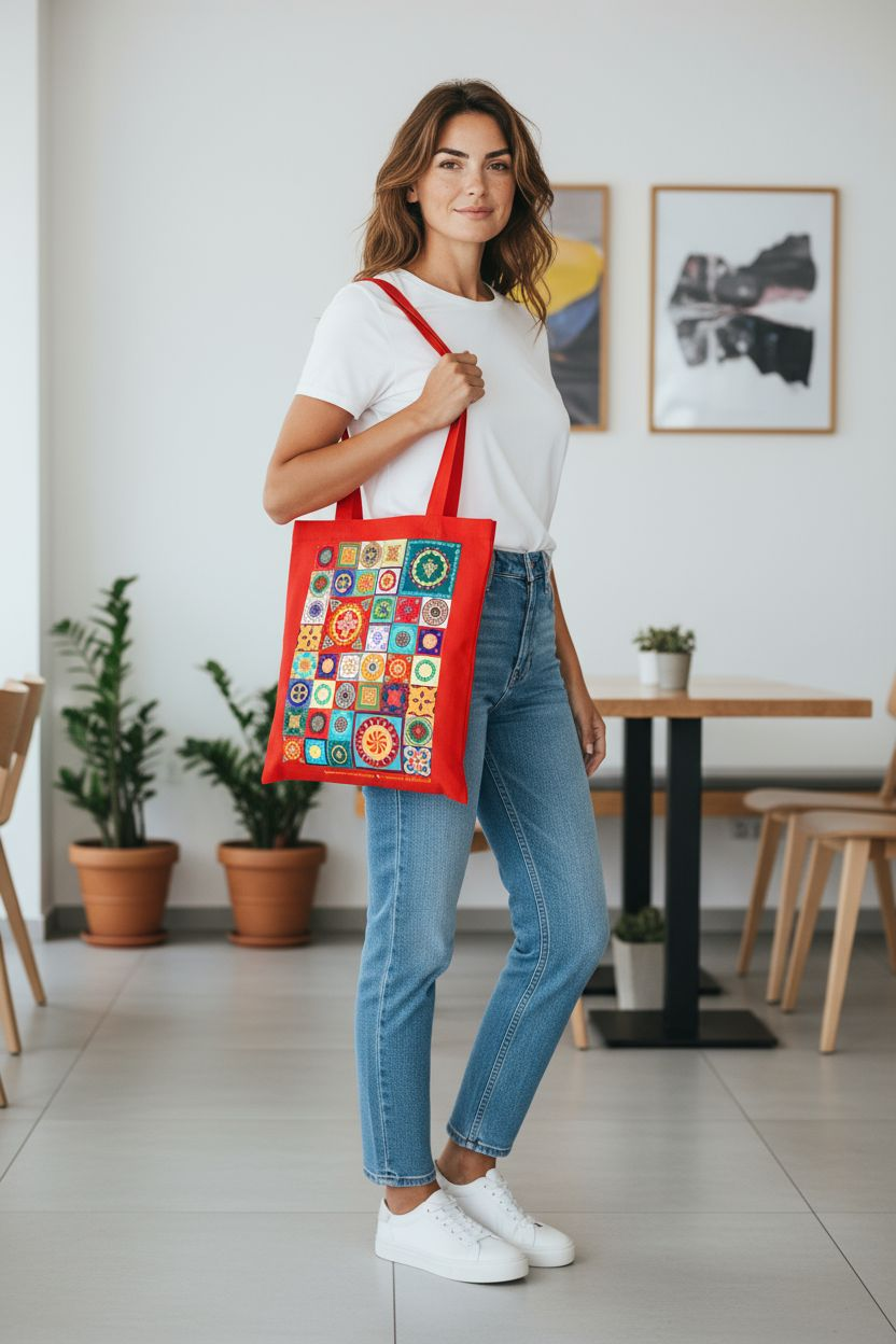 Canvas Tote Bag with Georgian Ornament