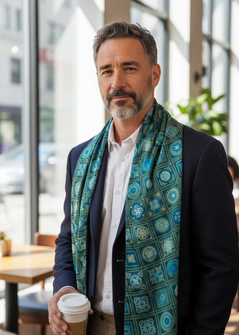 Men’s Silk Scarf – Inspired by Traditional Georgian Ornament