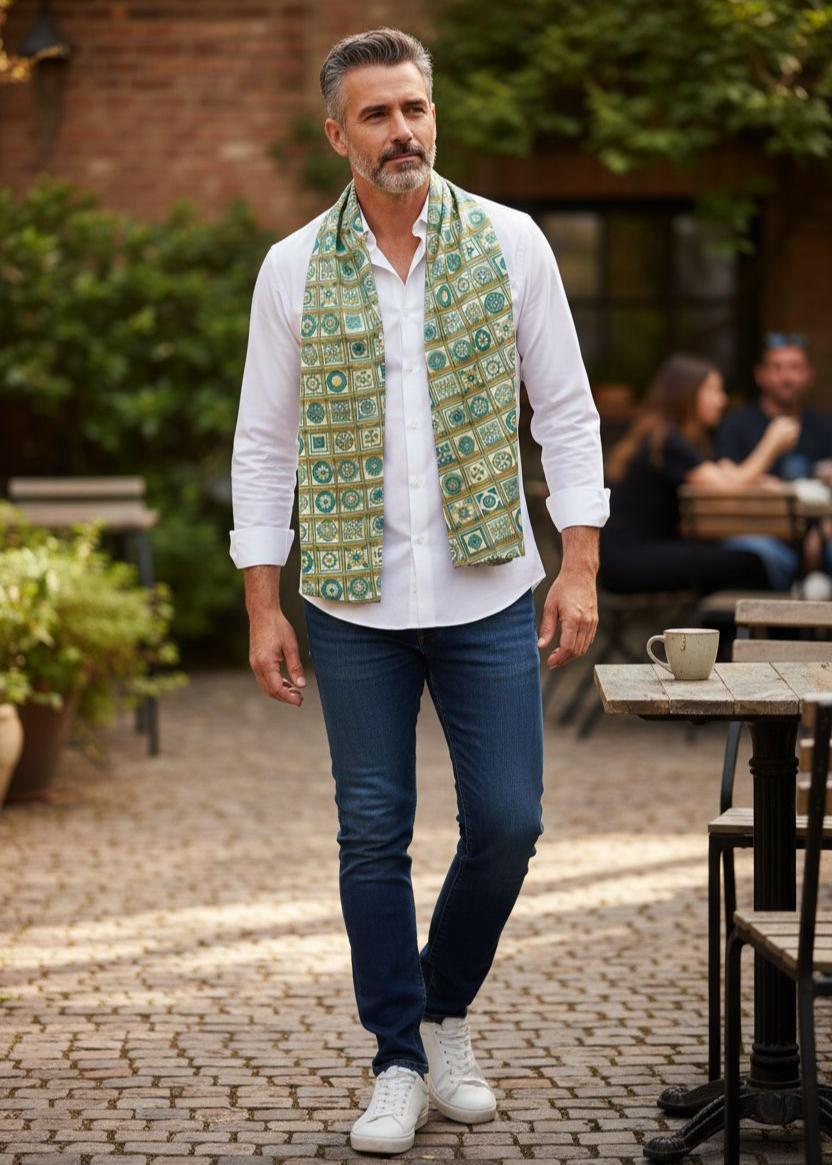 Men’s Silk Scarf – Inspired by Traditional Georgian Ornament