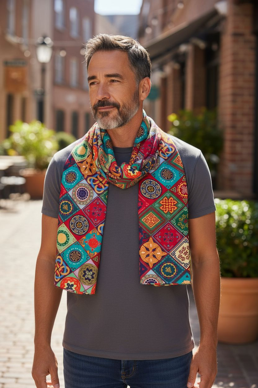 Men’s Silk Scarf – Inspired by Traditional Georgian Ornament