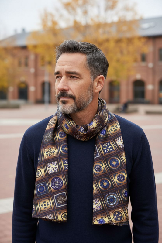 Men’s Silk Scarf – Inspired by Traditional Georgian Ornament
