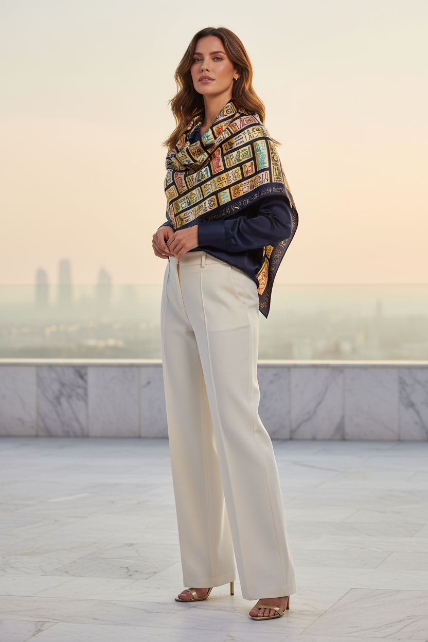 Egypt-Inspired Scarf – A Sacred Rhythm of Symbols