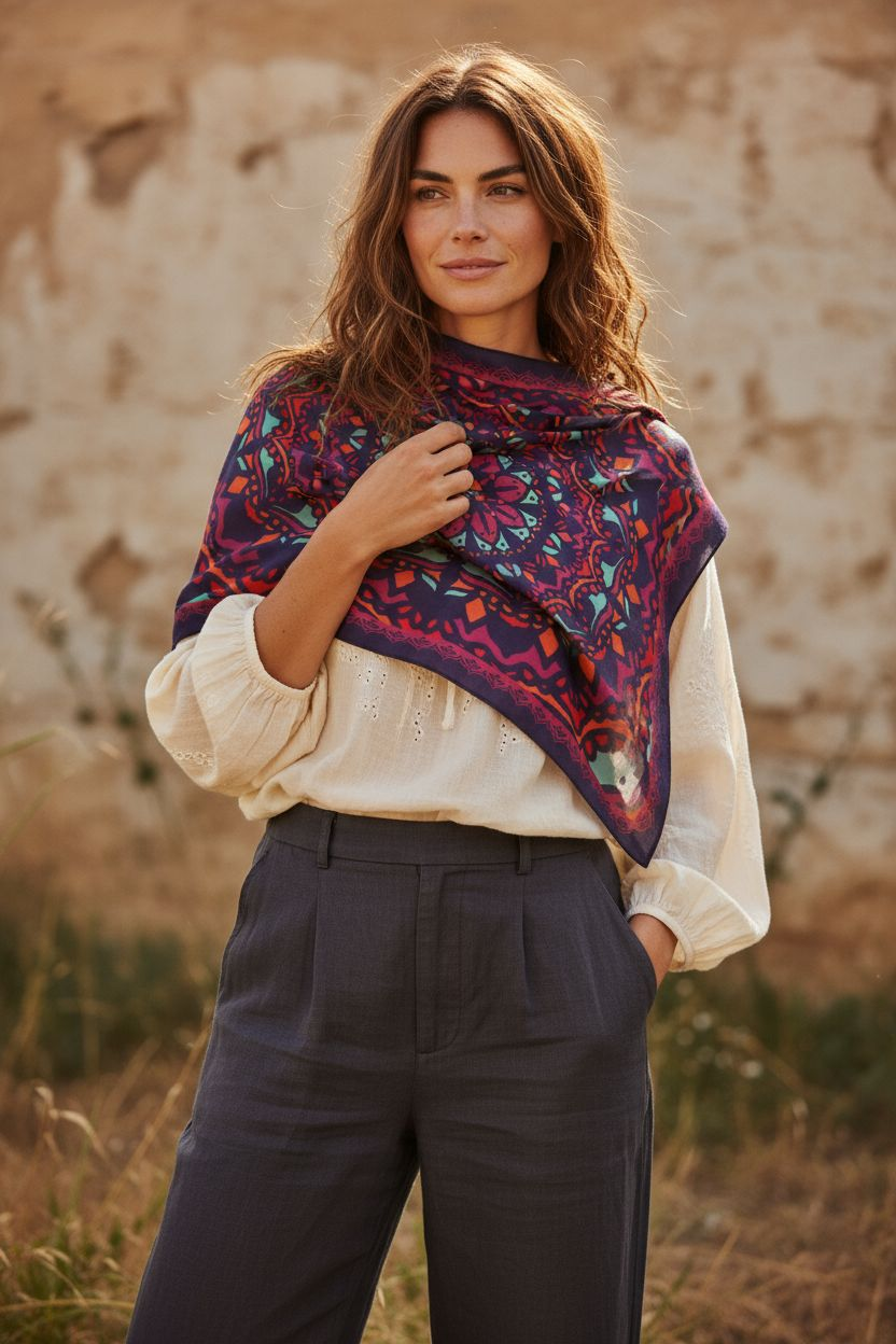 India-Inspired Scarf – Mandala in Motion