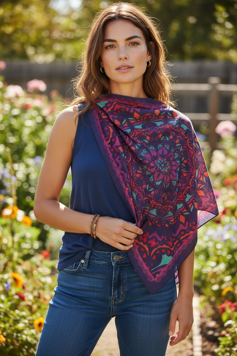 India-Inspired Scarf – Mandala in Motion