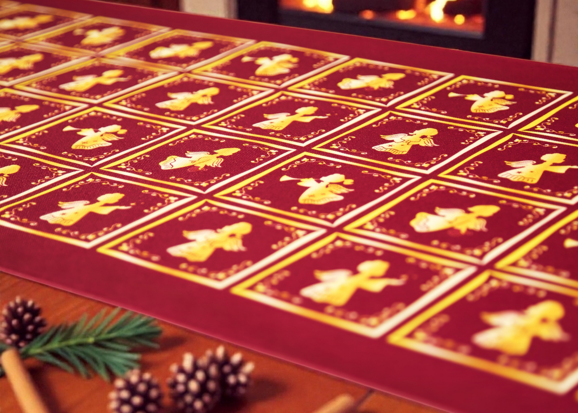 Christmas angel table runner – elegant angel motif dining decor