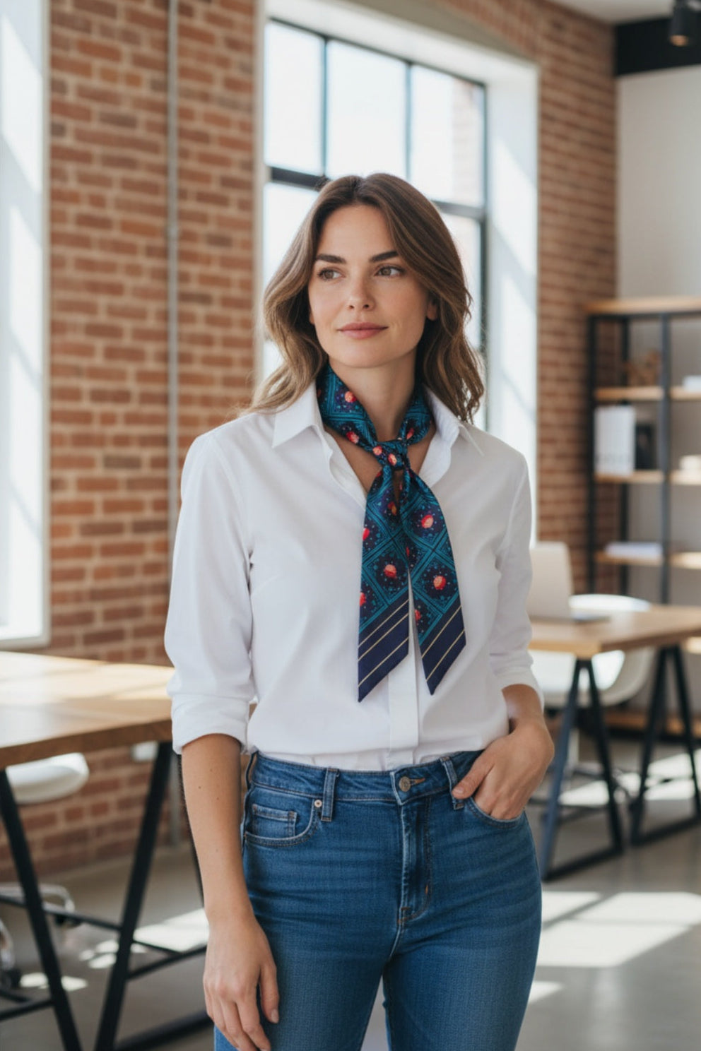 Pomegranate thin scarf – draped display