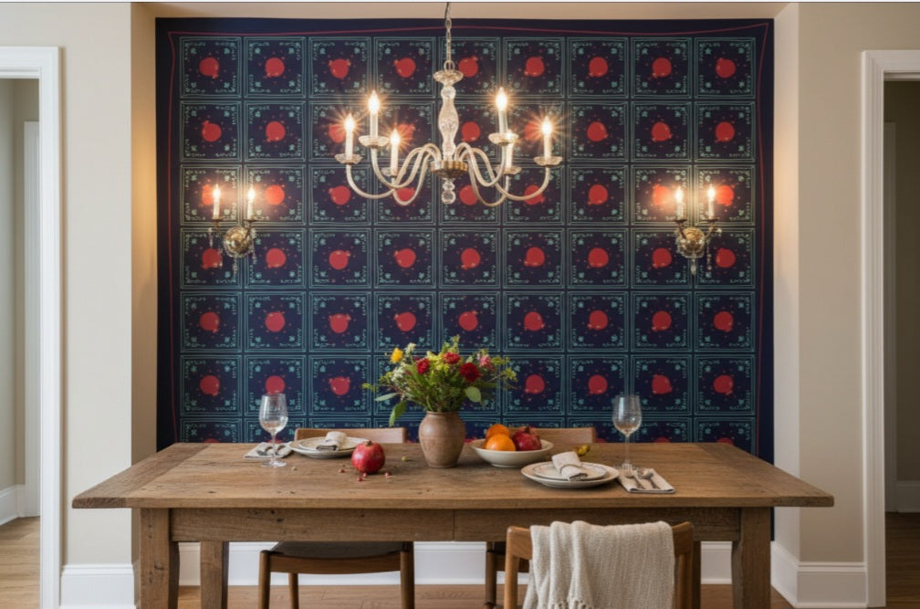 Echoes of East and West pomegranate – decorative wall panel ornamental design