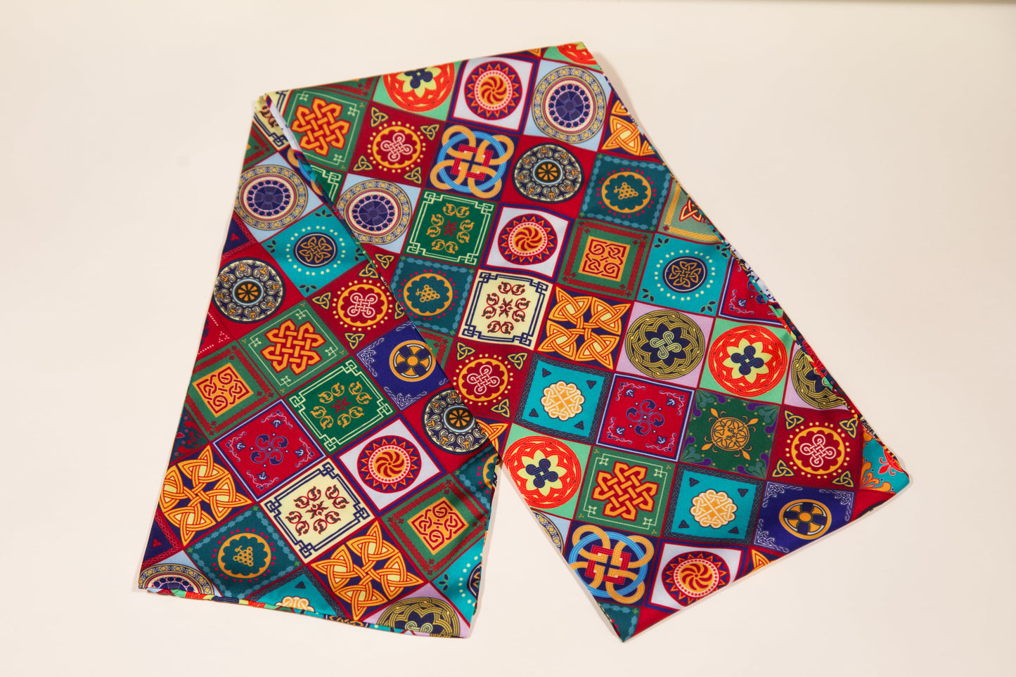 Georgian ornament silk scarf for men lifestyle photo multicolor