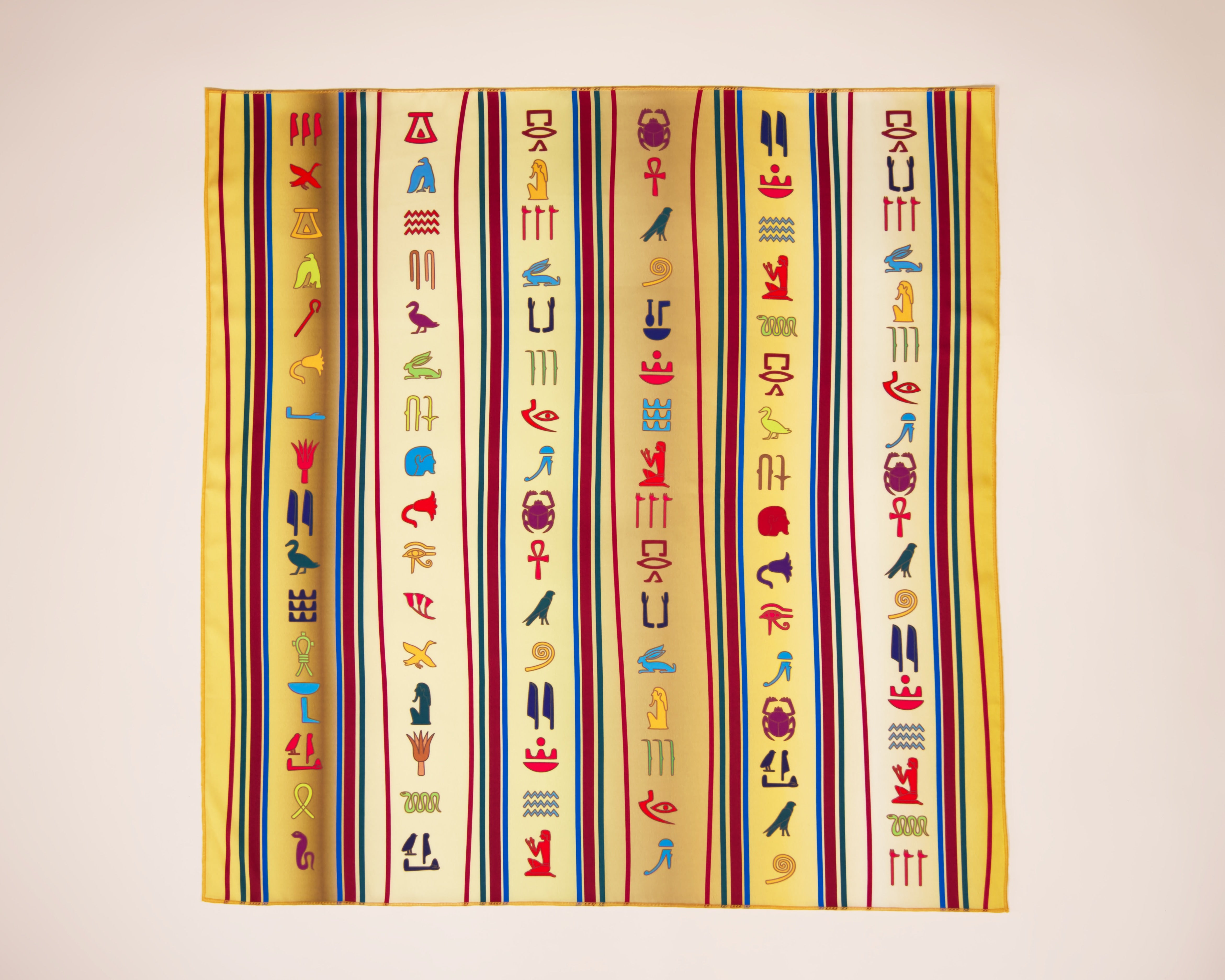 Egyptian Silk Scarf – Hieroglyphic Pharaoh Pattern | Ivory & Sand ...