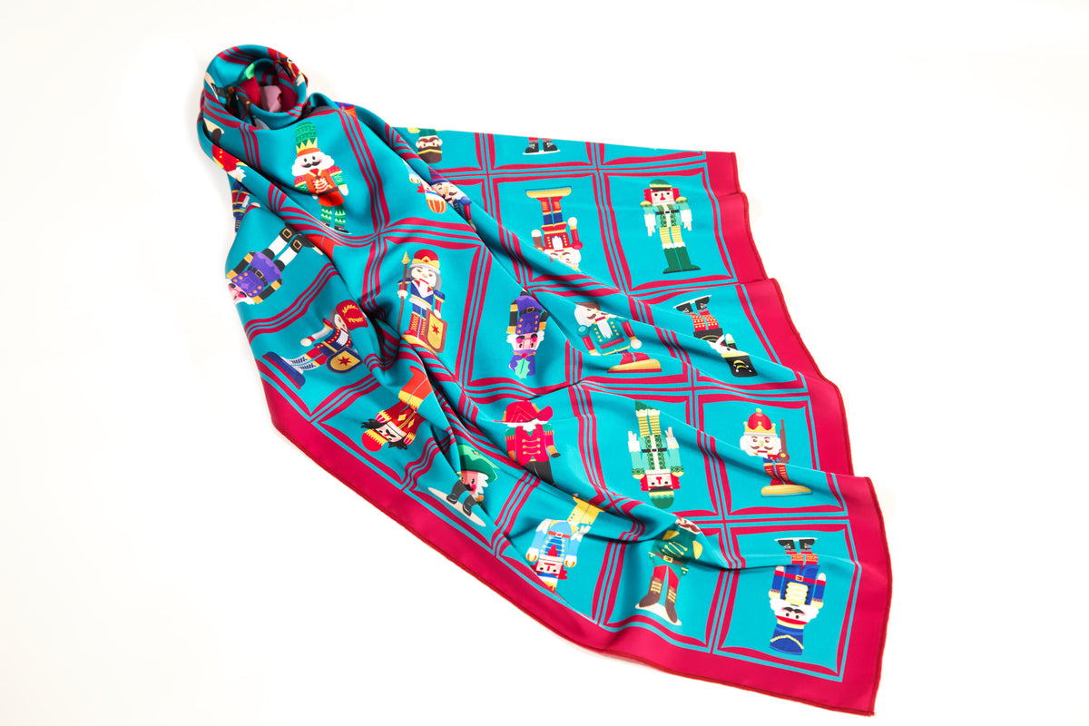Nutcracker silk scarf first edition – lifestyle wear photo