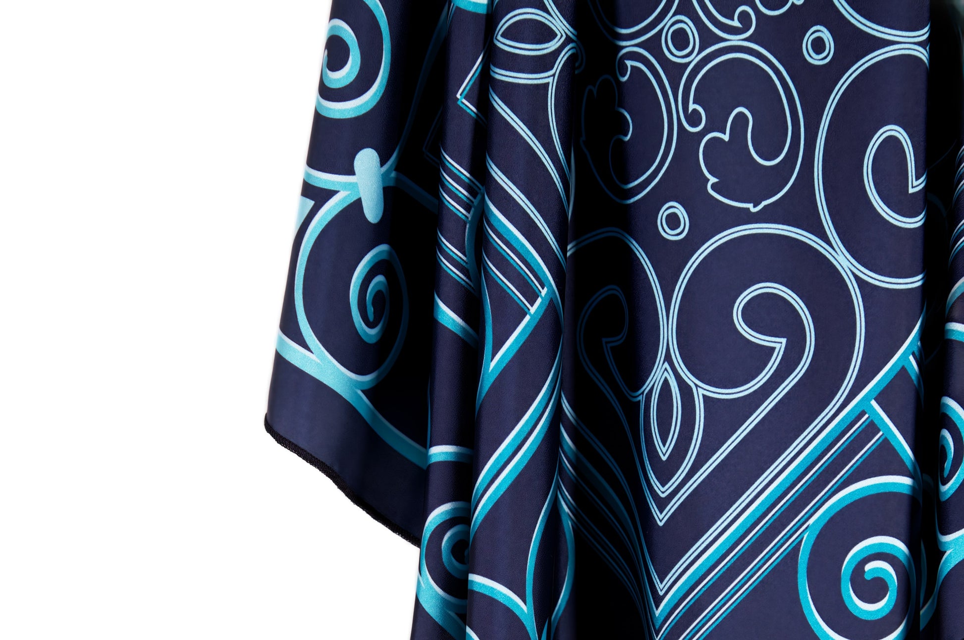 Flow of Symbols ornamented scarf second edition – draped display