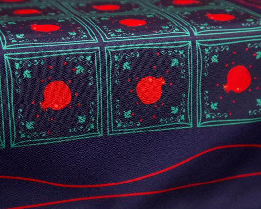 Pomegranate table runner – thick canvas festive dining decor with pomegranate motif