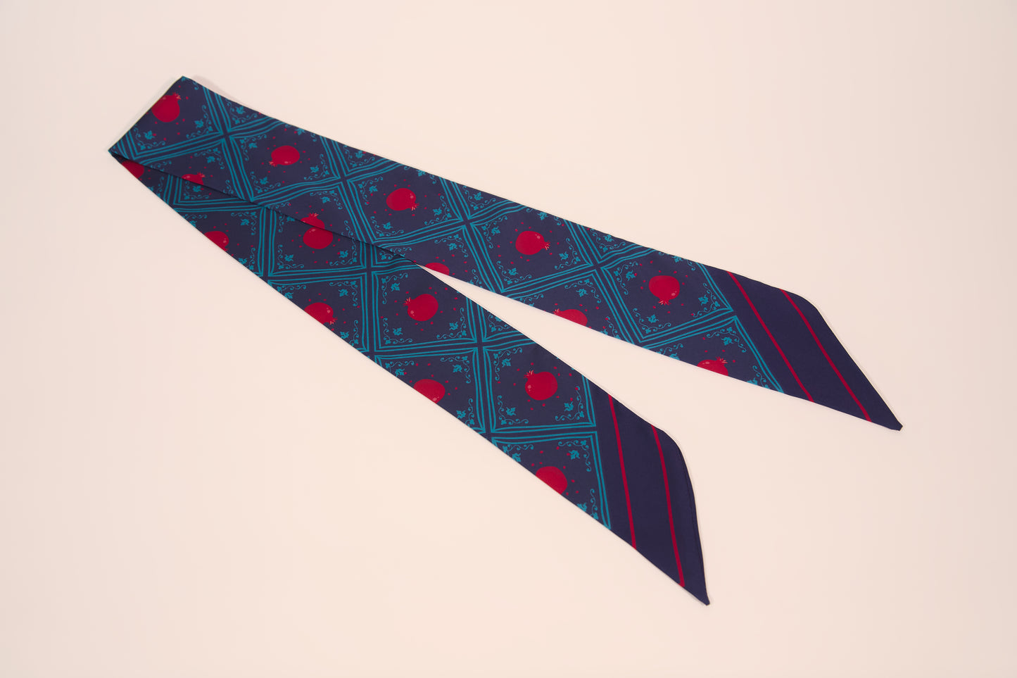 Pomegranate thin scarf second edition – flat lay view