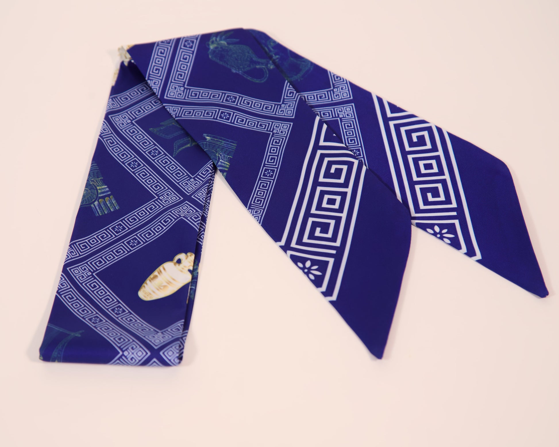 Greece-inspired thin scarf – meander pattern lightweight fashion accessory
