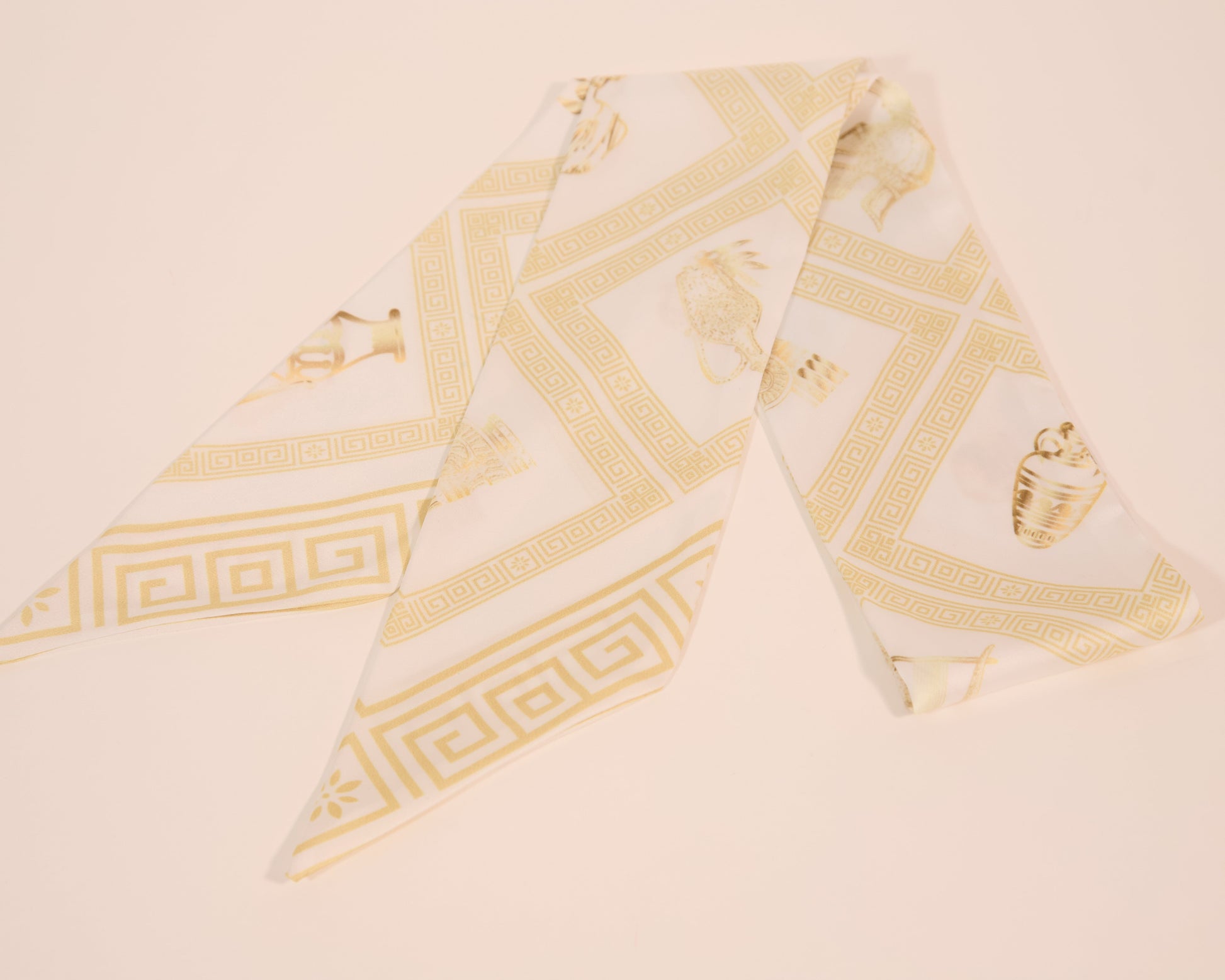 Ancient Greece inspired silk scarf thin version – meander pattern lightweight fashion accessory